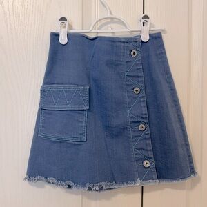 Wrap-Style Denim Mini Skirt – 100% Cotton